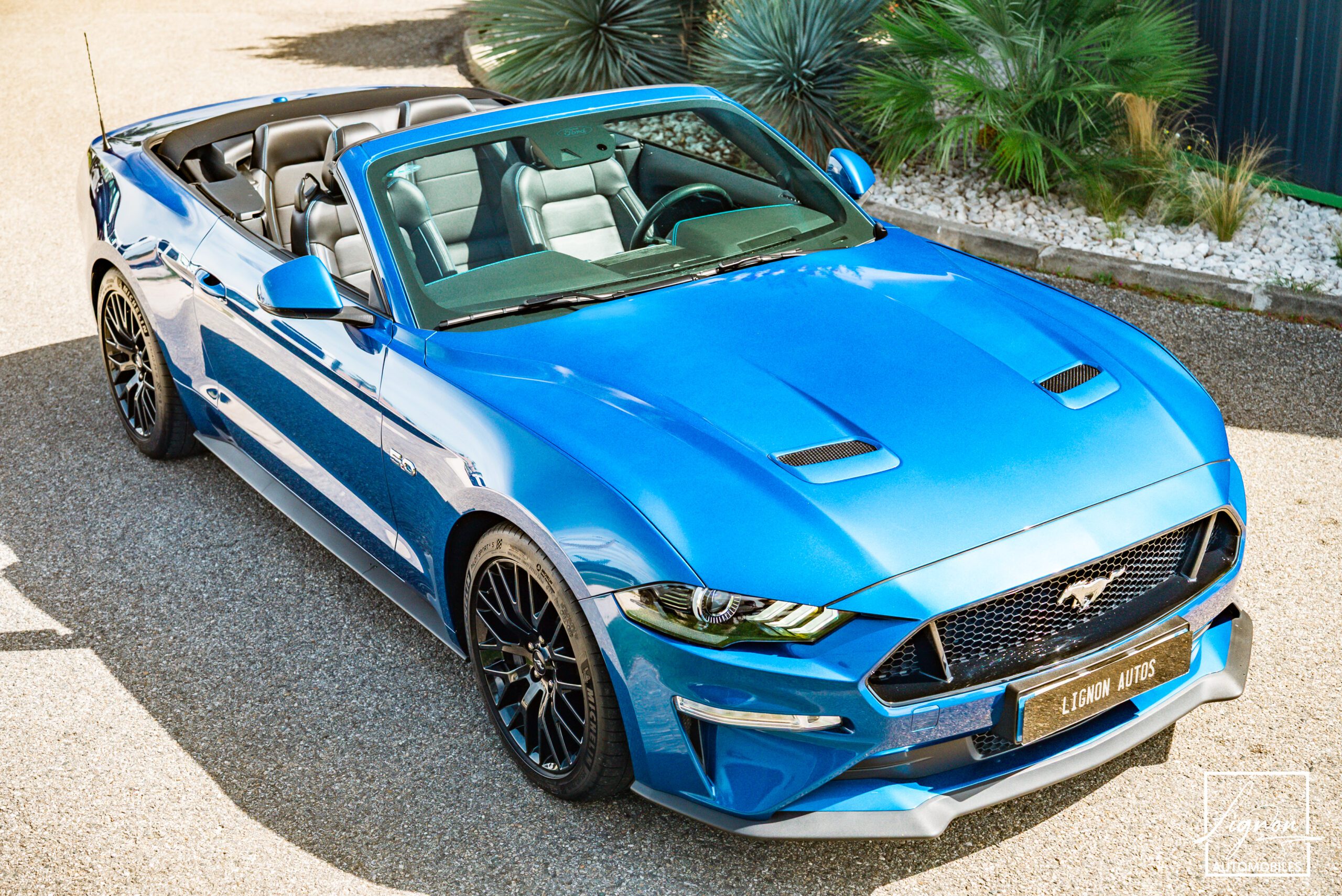 Photo Ford Mustang GT Cabriolet 5.0L V8 450 CH BVA10 Lightning Blue