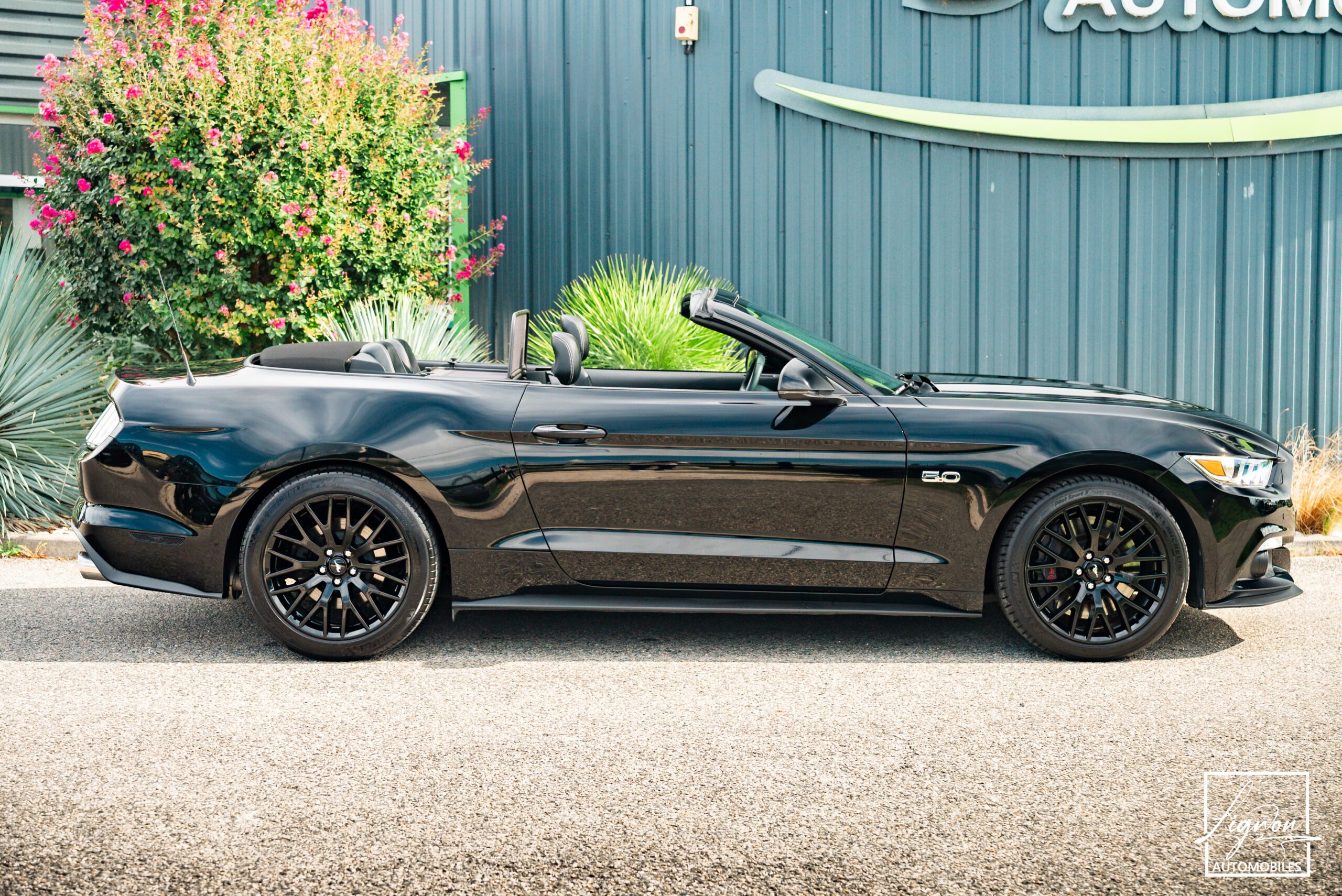 Photo Ford Mustang GT Cabriolet 5.0L V8 421 CH BVA6 Absolute Black - Echappement Sport