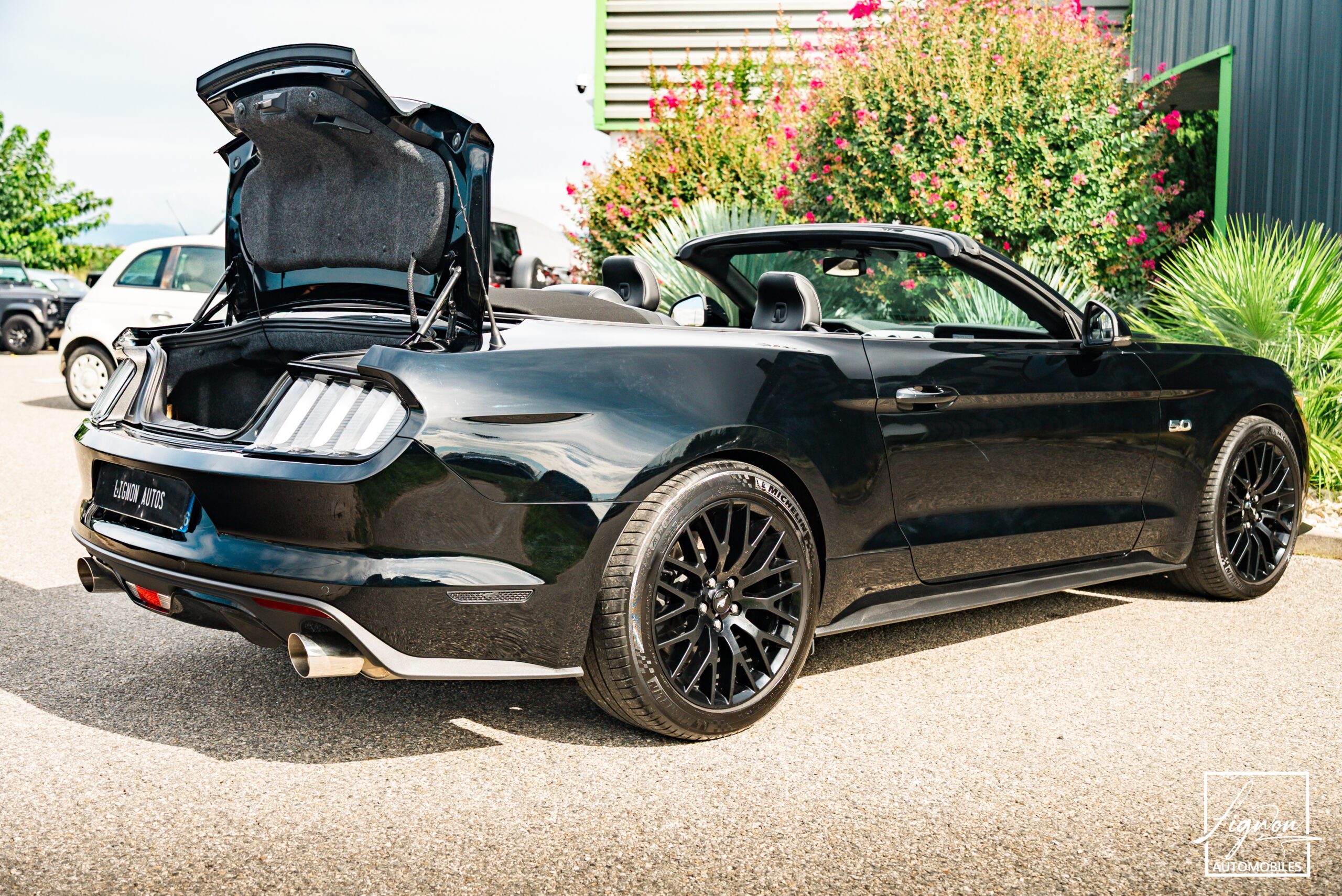 Photo Ford Mustang GT Cabriolet 5.0L V8 421 CH BVA6 Absolute Black - Echappement Sport